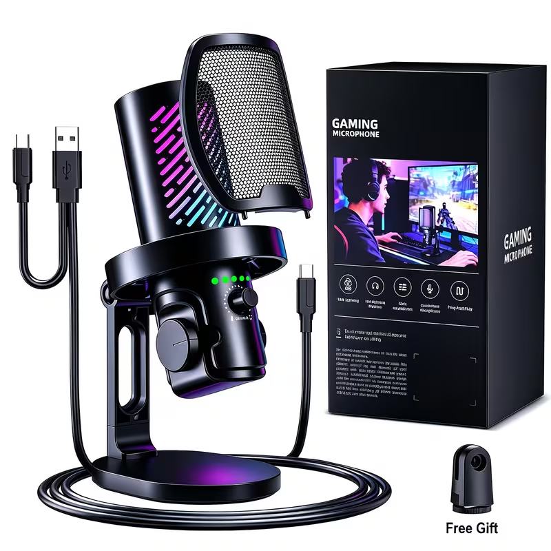 Pc Gaming Youtubers - Tenlamp RGB USB Gaming Microphone for