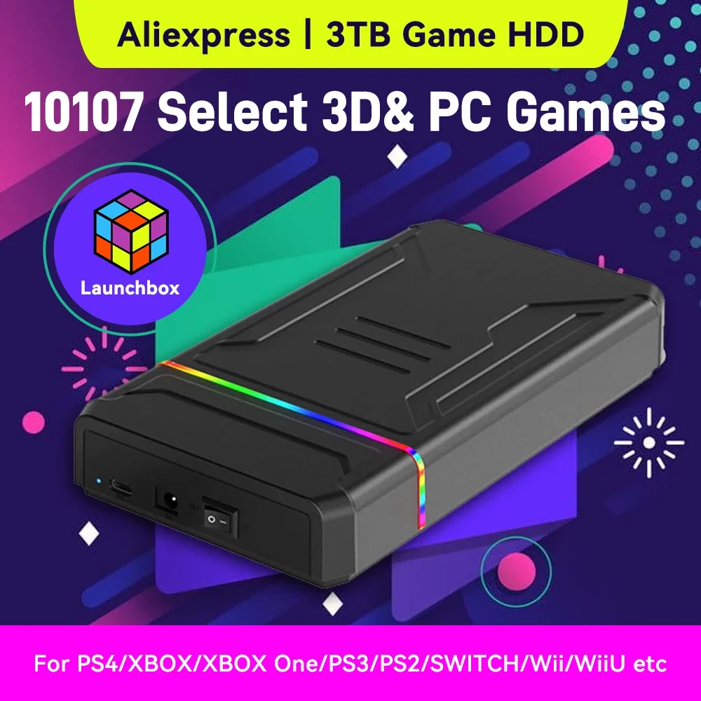 Pc Gaming Emulator - 3TB Launchbox Portable Gaming HDD with