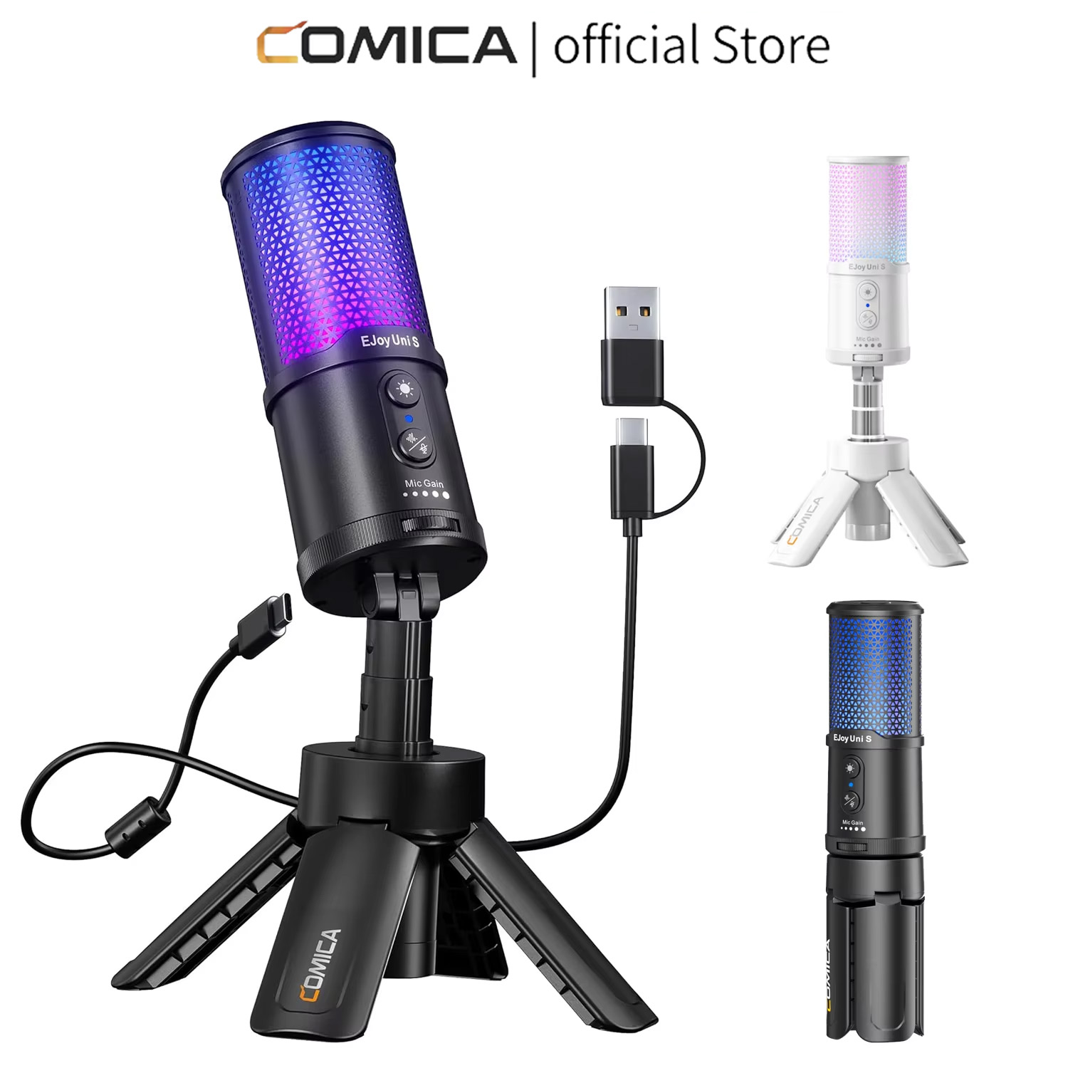 Pc Gaming Youtubers - COMICA RGB Gaming USB Condenser Microphone