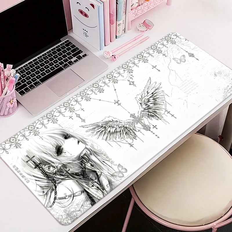 Pc Gaming Aesthetic - Leather Mousepad Black White Anime Aesthetics