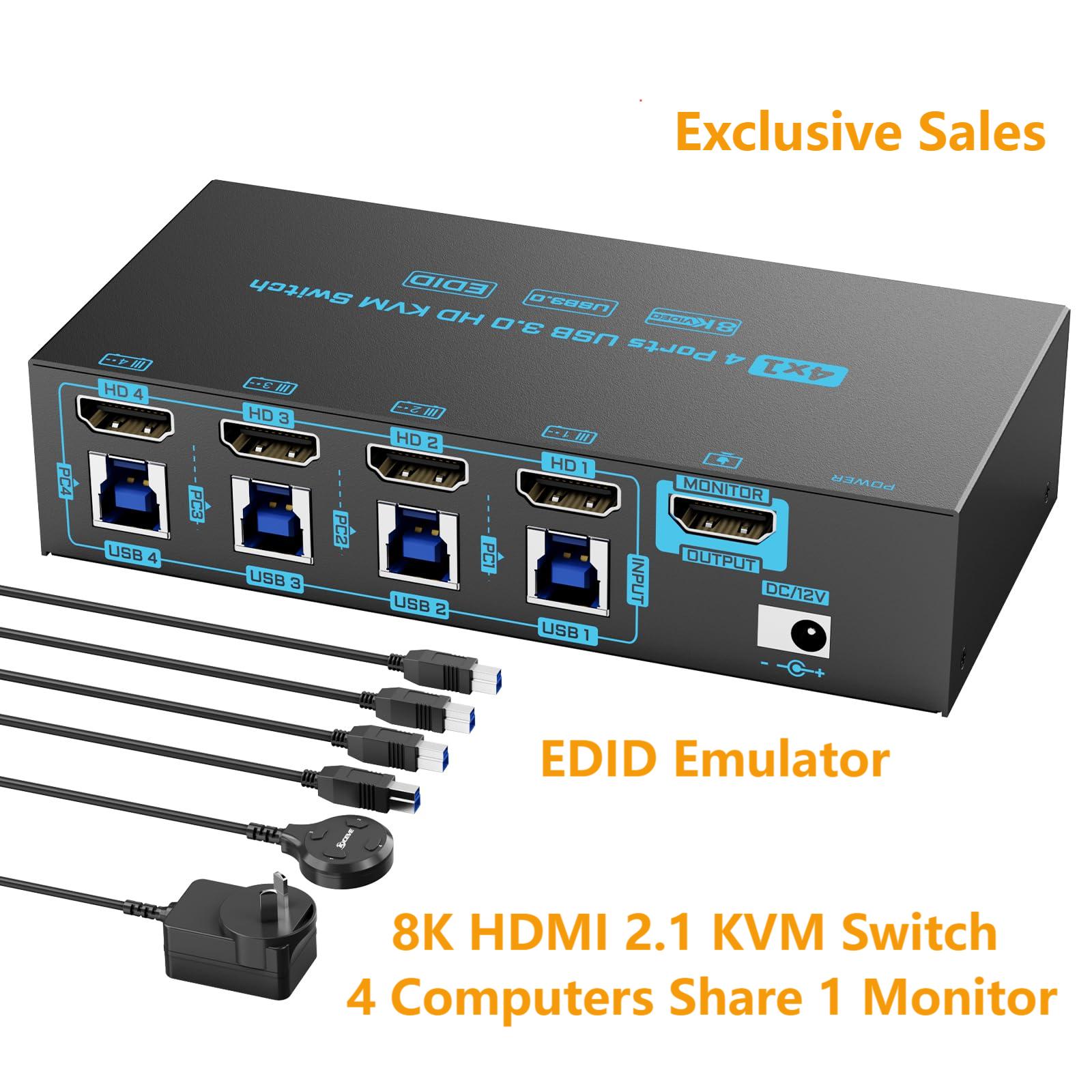 8K/4K HDMI KVM Switch 4 Port U - đánh giá và giá Pc Gaming Emulator